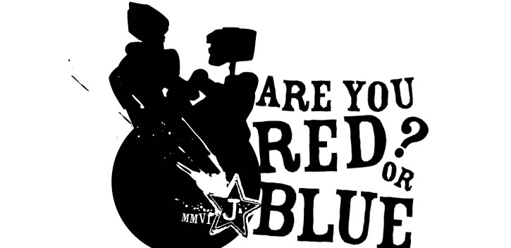 are you red or blue? logo